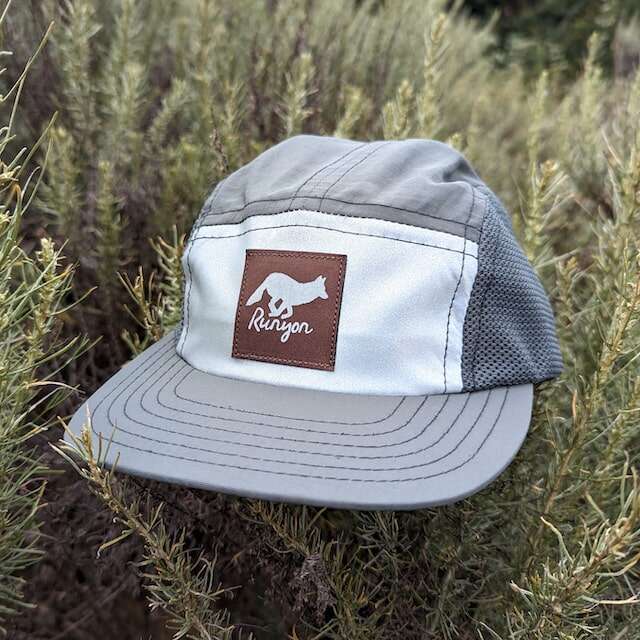 Runyon American Made In USA Camp Hats in Charcoal Grey Steel. Reflective Performance Caps for Trail Running, Hiking, Gym, Workout and the Outdoors 