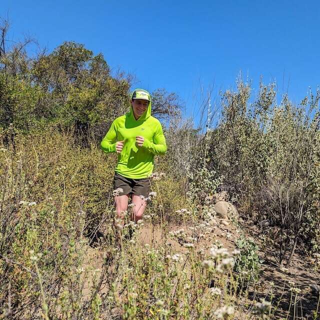 Bright Lime color long sleeve technical hoodie shirts with built-in thumbholes UPF protection for running, hiking, fitness, gym, workouts.  American Made In USA. Runyon Canyon Apparel