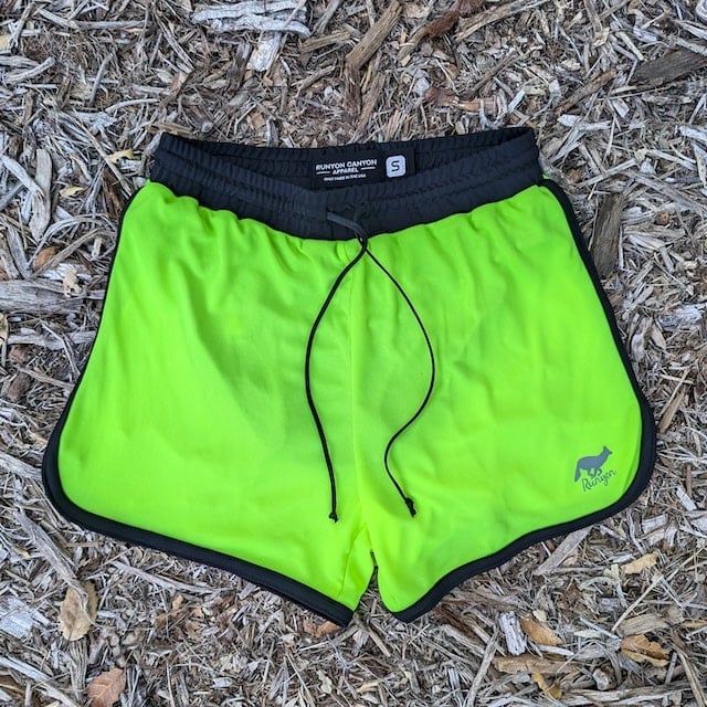 Retro Ranger 4" Men's Neon Yellow Green Running Short - Men's Neon Yellow Green Workout Short - American Made In USA