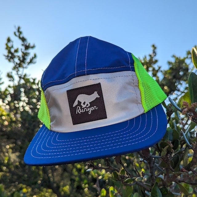 Teal and Neon Yellow Reflective Hat For Running.  Made In USA Camp Hat