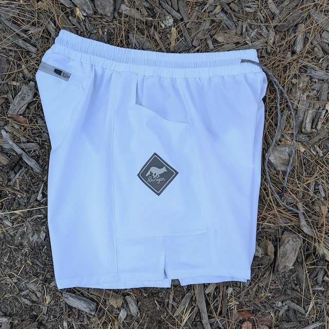 Runyon Mens' White 5" Trail Running, Hiking Short - Scoutster | American Made In USA